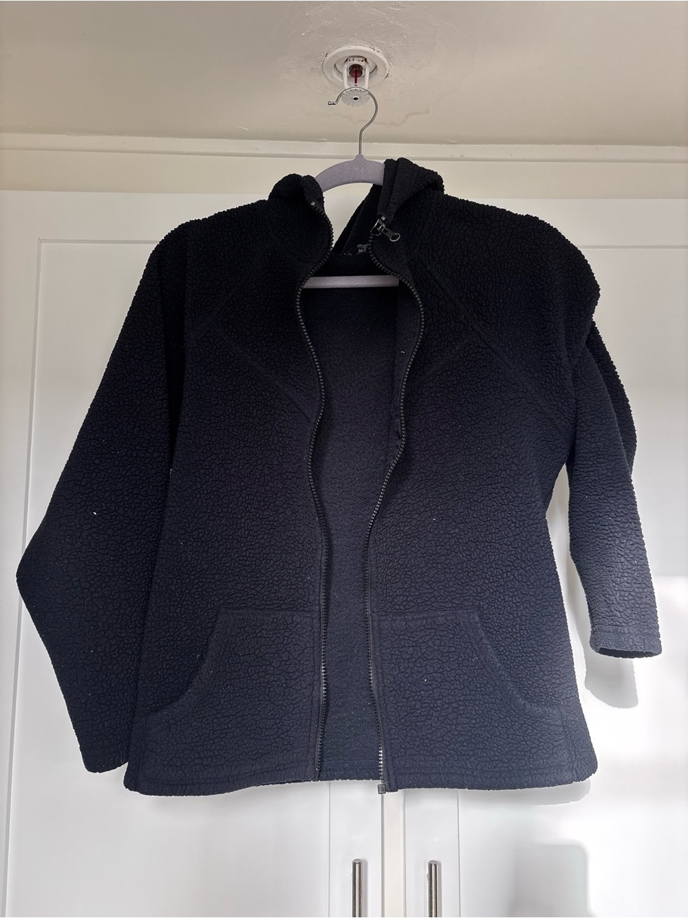 Women's Black Teddy Zip-Up Hoodie Jacket